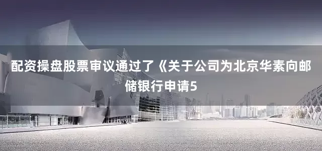 配资操盘股票审议通过了《关于公司为北京华素向邮储银行申请5